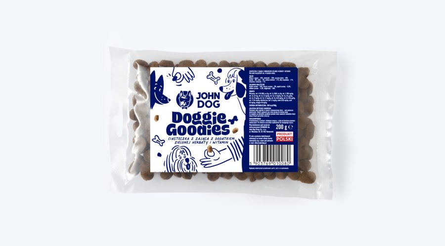 CIASTECZKA TRENINGOWE DLA PSA DOGGIE GOODIES ZAJĄC Z DODATKIEM ZIELONEJ HERBATY I WITAMIN 200 G