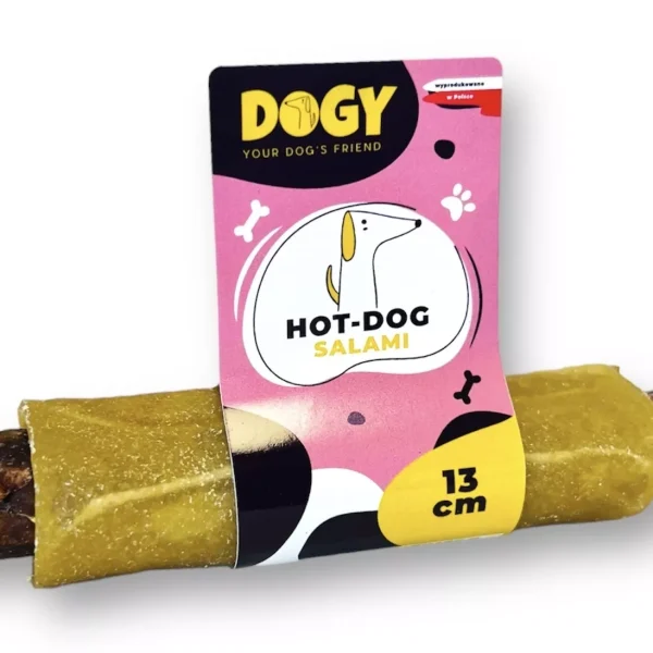 mały hotdog z salami dla psa dogy