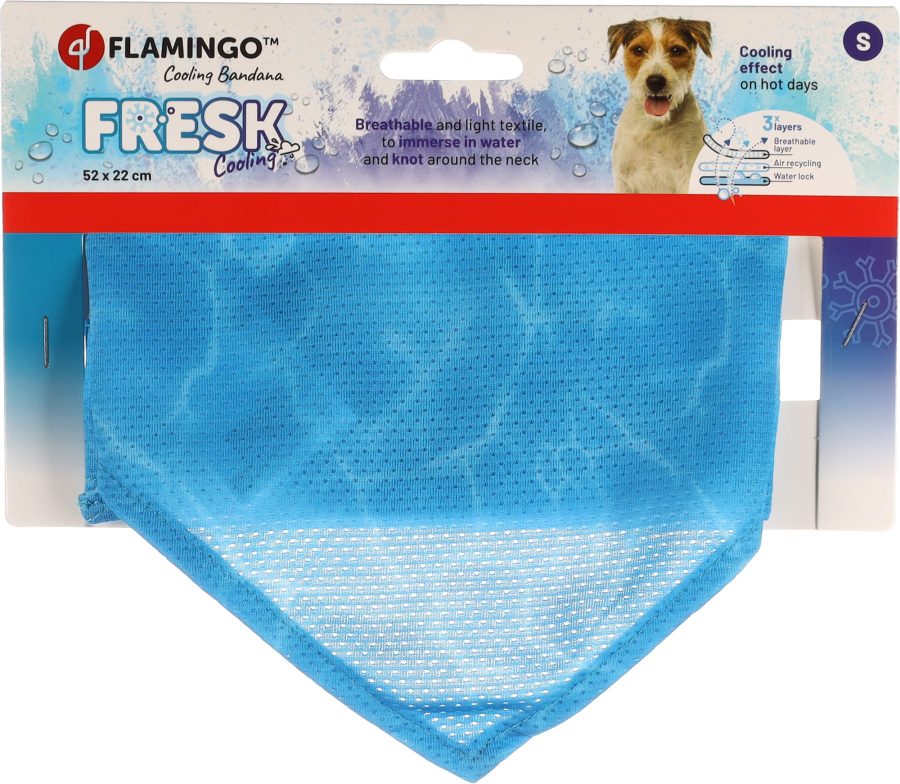 Flamingo Chłodząca bandana dla psa Fresk Inou niebieska