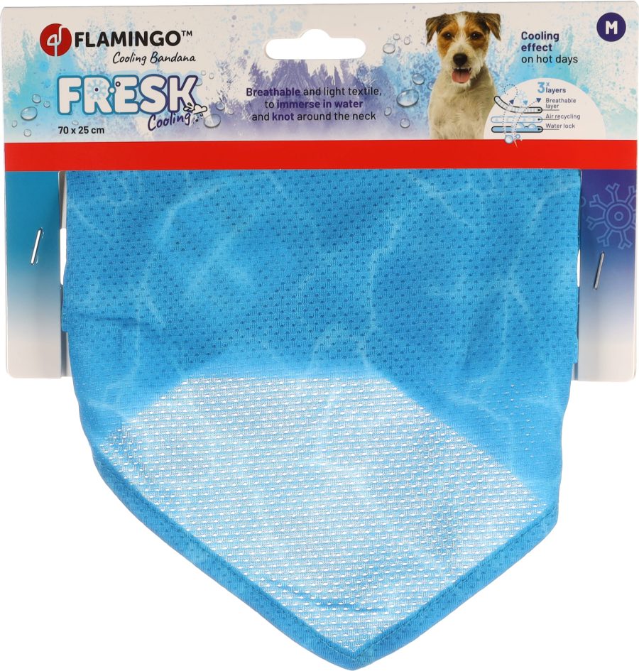 Flamingo Chłodząca bandana dla psa Fresk Inou niebieska