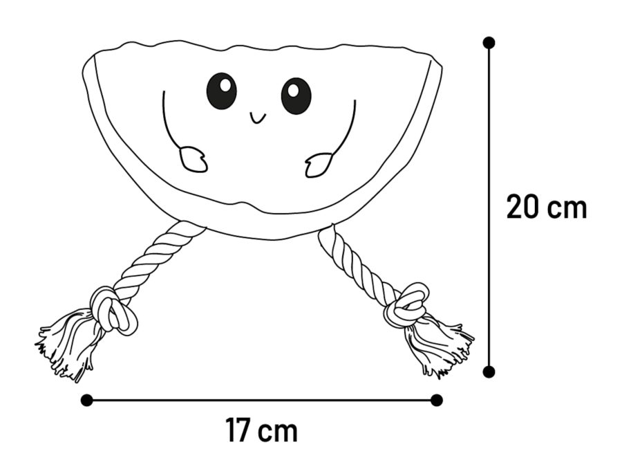 FLAMINGO ZABAWKA DLA PSA ARBUZ Z LINĄ wymiary