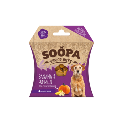 SOOPA Senior Bites dla psa – Banan, Dynia, Siemię Lniane (50g)