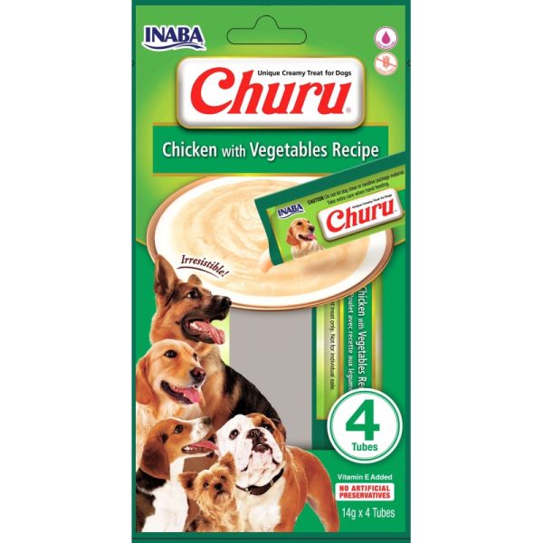 INABA Dog Churu 4P kremowe przekąski o smaku kurczaka z warzywami 4x14g (56g)