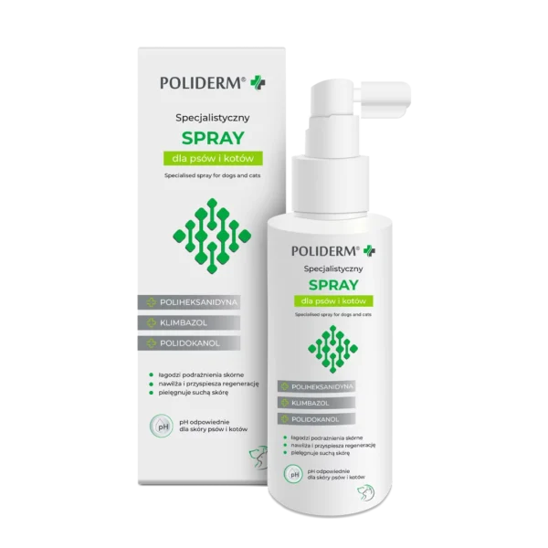 POLIDERM® SPRAY – SPRAY NA ZMIANY SKÓRNE DLA PSA I KOTA 100 ML