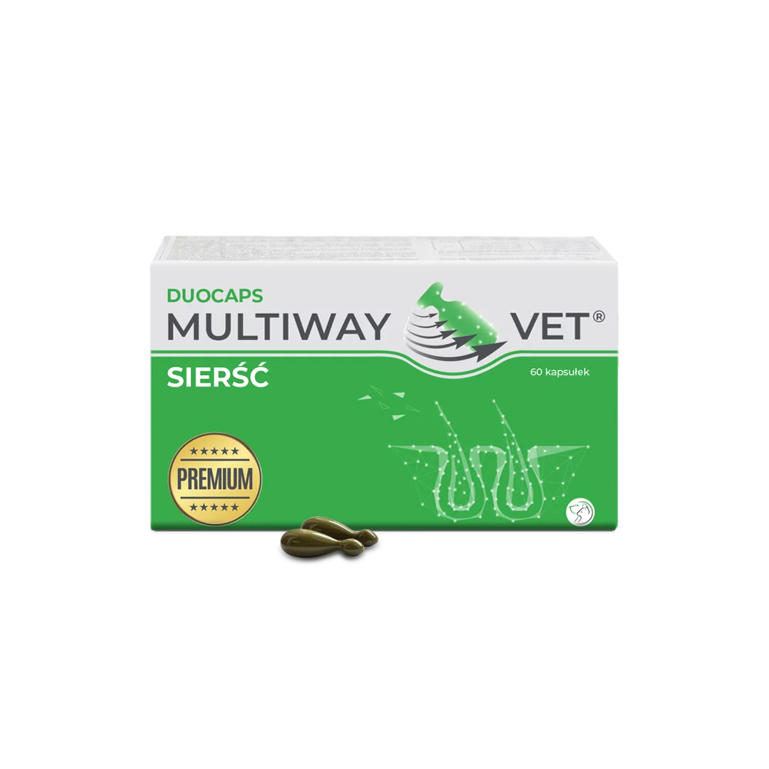 MULTIWAY VET® DUOCAPS SIERŚĆ – KAPSUŁKI TWIST-OFF NA SIERŚĆ I SKÓRĘ DLA PSA I KOTA 60 KAPSUŁEK