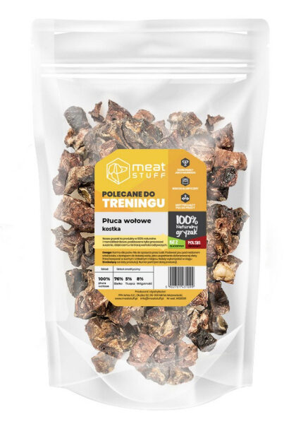 MEATSTUFF PŁUCA WOŁOWE KOSTKA - treningówki dla psa 250 g