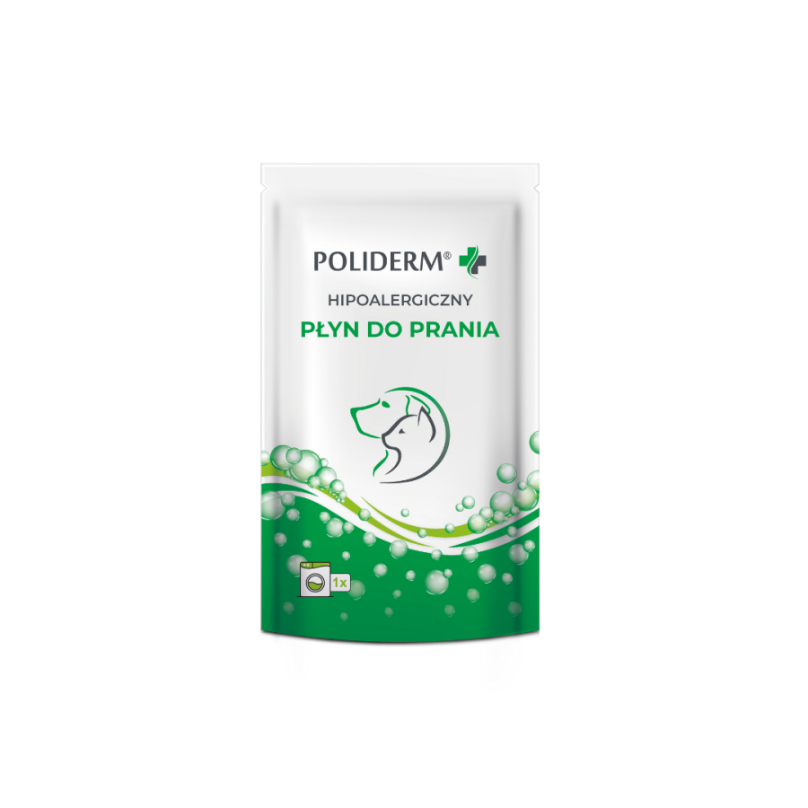 POLIDERM® HIPOALERGICZNY PŁYN DO PRANIA – PŁYN DO PRANIA I PIELĘGNACJI TKANIN DLA ZWIERZĄT DOMOWYCH 70 ML