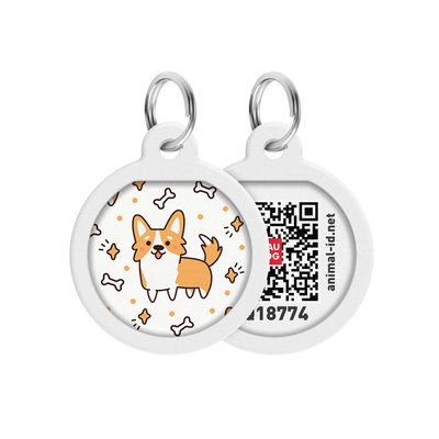 WAUDOG SMART ID METALOWA ZAWIESZKA ADRESÓWKA DLA ZWIERZĄT Z QR-PASZPORTEM CORGI 25 mm