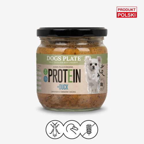 Dogs Plate Protein + Duck - mokra karma dla psów z kaczki i owadów 360g