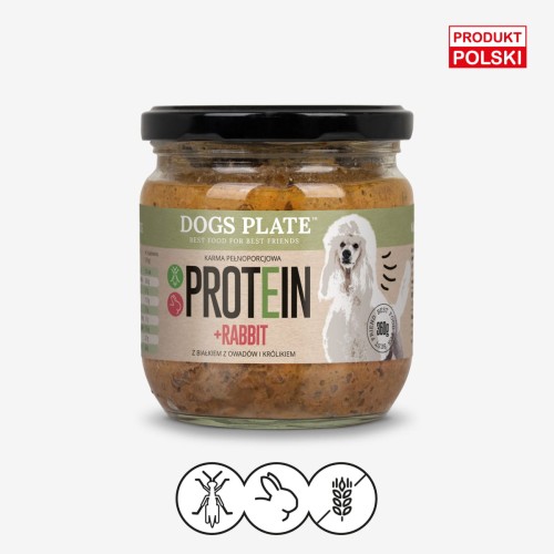 Dogs Plate Protein + Rabbit - mokra karma dla psów z królika i owadów 360g