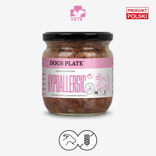 Dogs Plate Vet Hypoallergic 360g - mokra karma dla psów z alergią pokarmową