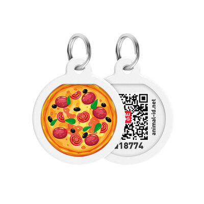 WAUDOG SMART ID METALOWA ZAWIESZKA ADRESÓWKA DLA ZWIERZĄT Z QR-PASZPORTEM Pizza 25 mm