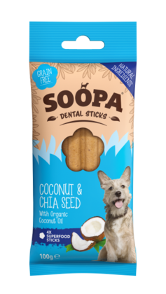 SOOPA Dental Stick dla psa – Kokos i Nasiona Chia (100g)