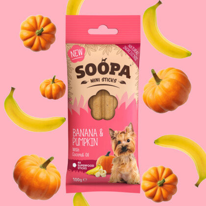 SOOPA Dental Stick MINI dla małego psa – Banan i Dynia (100g)