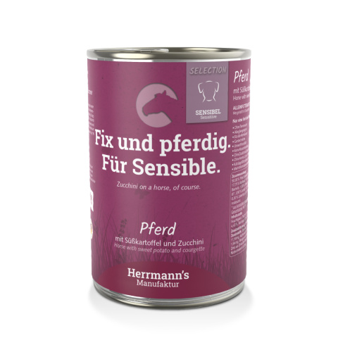 HERRMANN'S Selection Sensitive Dog Pferd - konina z cukinią i batatami (400g) - karma mokra