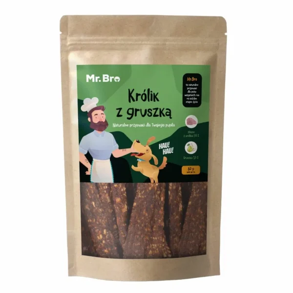 Mr. Bro Pies Strips Królik Gruszka Przysmak 80g