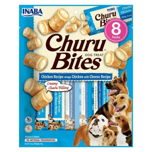 INABA DOG CHURU BITE CHICKEN CHEESE 8X12G