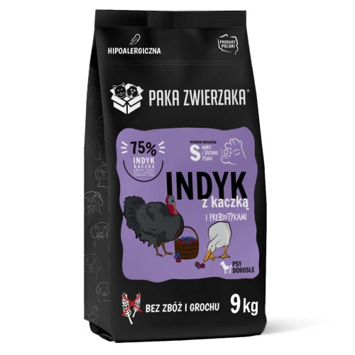 PAKA ZWIERZAKA Karma sucha Indyk z kaczką "S" 9 kg