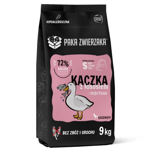 PAKA ZWIERZAKA Karma sucha Kaczka z łososiem PUPPY 9kg