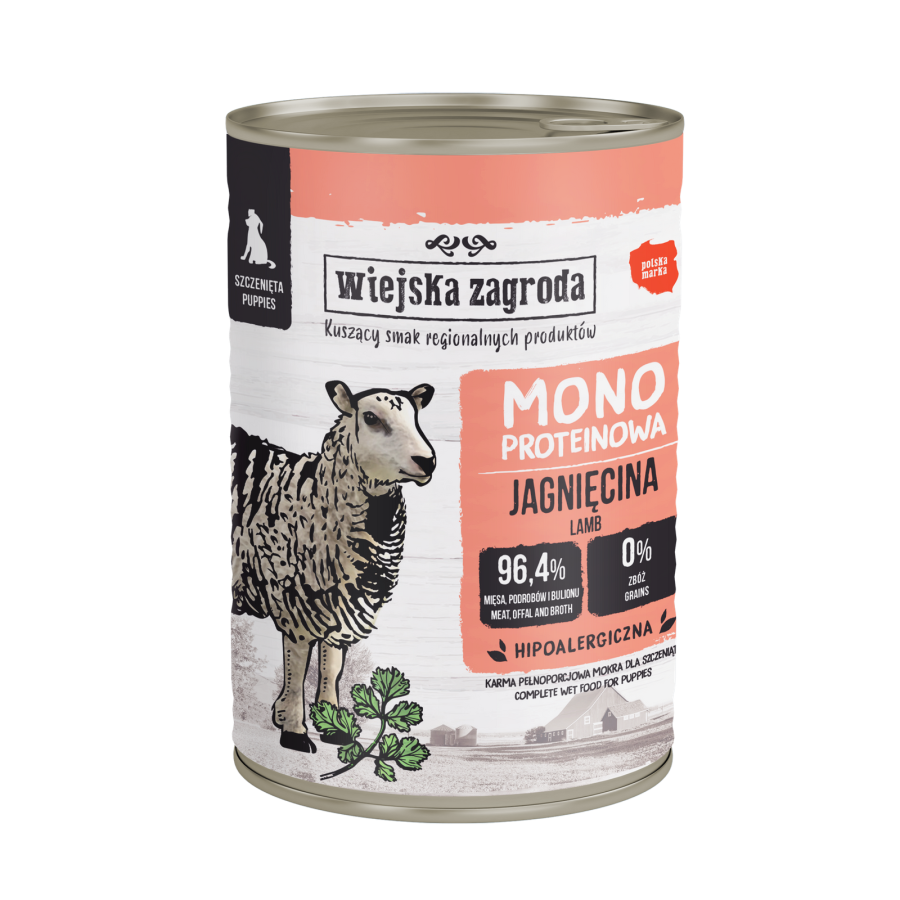 Karma mokra dla psa Wiejska Zagroda Jagnięcina monoproteinowa 400 g (szczeniak)