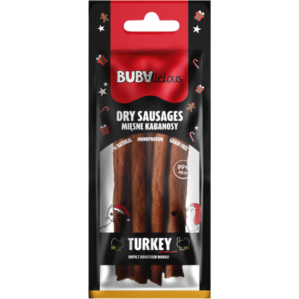 BUBAlicious More Meat XMAS kabanosy 70g indyk z dodatkiem wanilii