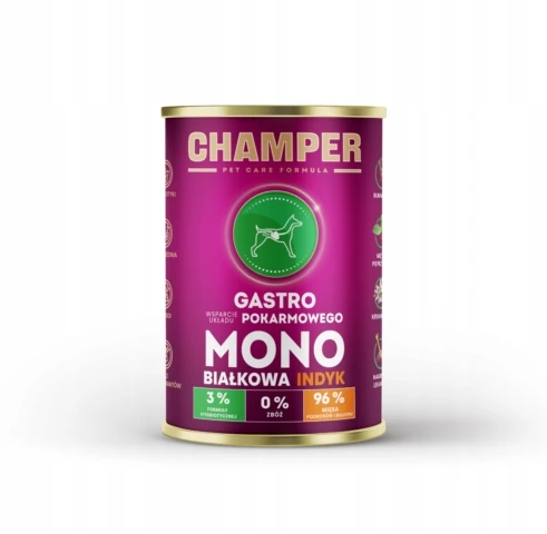 Mokra karma dla psa Champer Gastro MONO indyk 400g