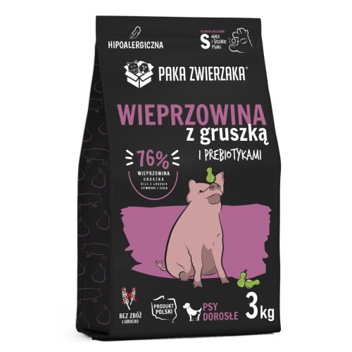 PAKA ZWIERZAKA Karma sucha Wieprzowina z gruszką "S" 3 kg