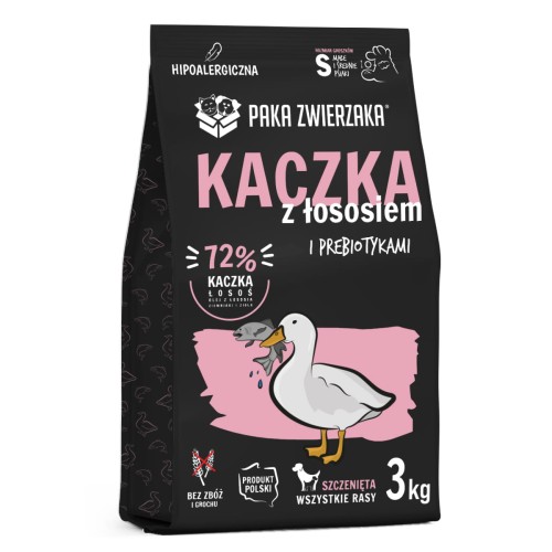 PAKA ZWIERZAKA Karma sucha Kaczka z łososiem PUPPY 3 kg