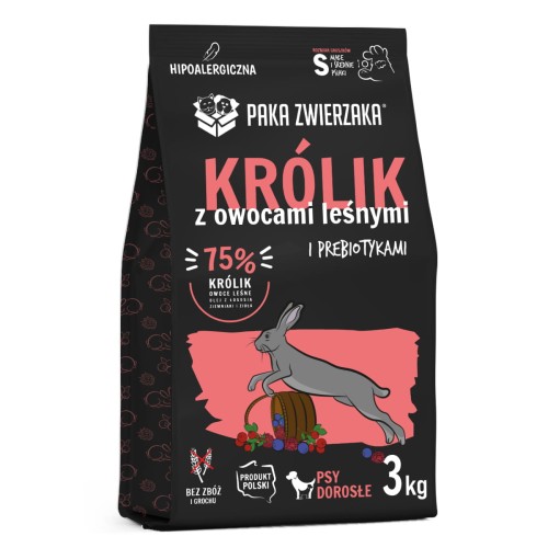 PAKA ZWIERZAKA Karma sucha Królik z owocami leśnymi "S" 3 kg