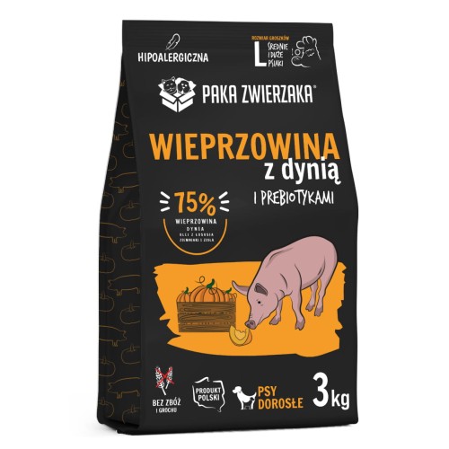 PAKA ZWIERZAKA Karma sucha Wieprzowina z dynią "L" 3 kg