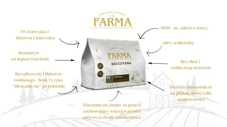 Farma – Dziczyzna Hipoalergiczna karma tłoczona na zimno 2 kg - obrazek 2