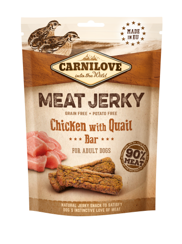 CARNILOVE JERKY CHICKEN WITH QUAIL BAR 100G