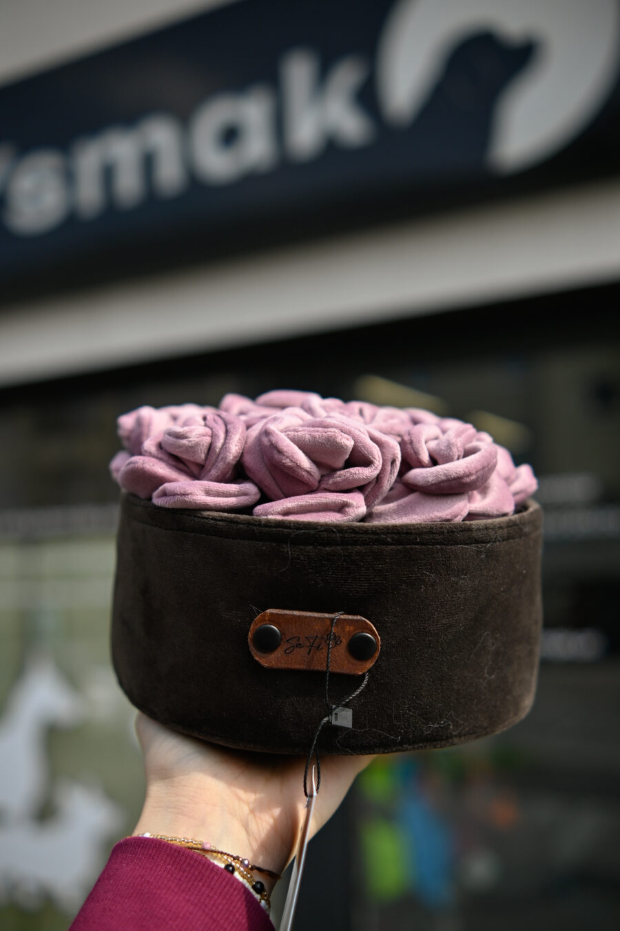 SAFI Zabawka Węchowa Flowerbox - różowe róże w brązowej doniczce