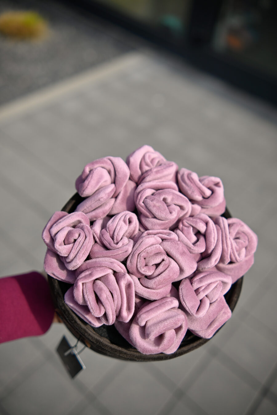 SAFI Zabawka Węchowa Flowerbox - różowe róże w brązowej doniczce