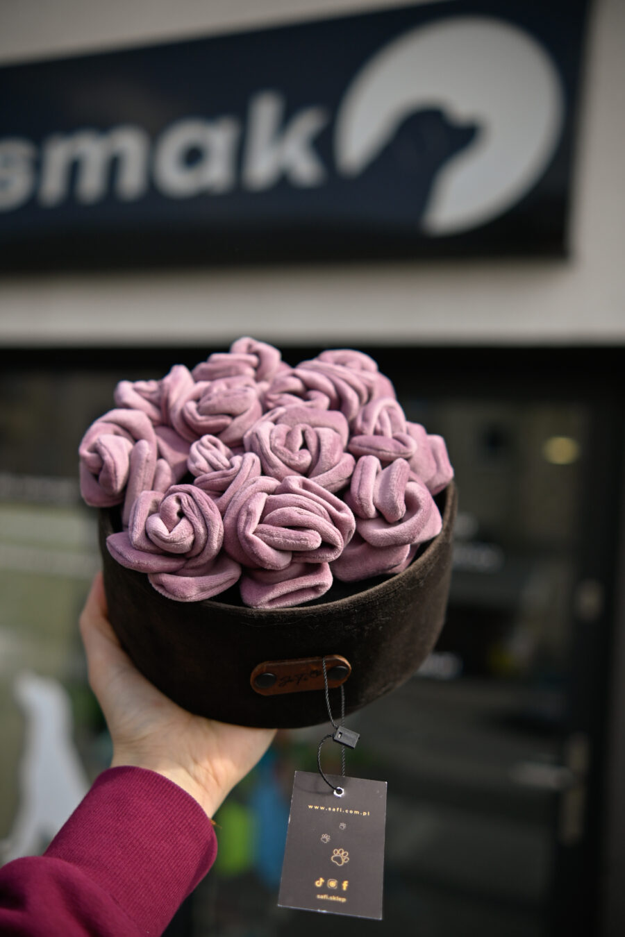 SAFI Zabawka Węchowa Flowerbox - różowe róże w brązowej doniczce
