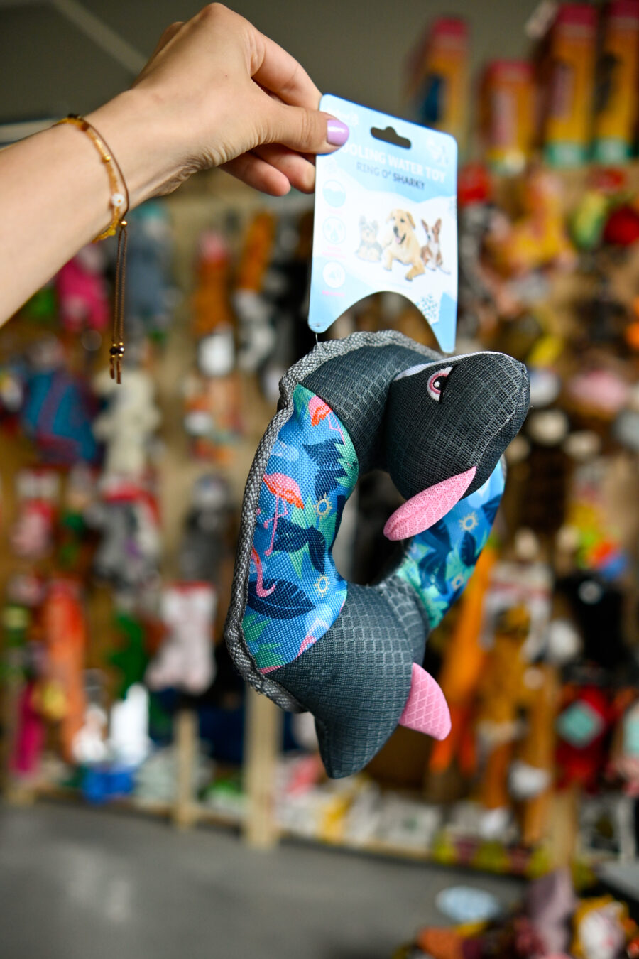 CoolPets Ring o' Sharky (Flamingo) Ring REKIN zabawka do wody dla psa