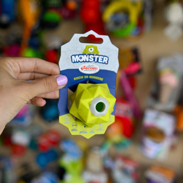 Record Monster 6,3cm - zabawka dla psa z otworem na smakołyki, mała limonkowa