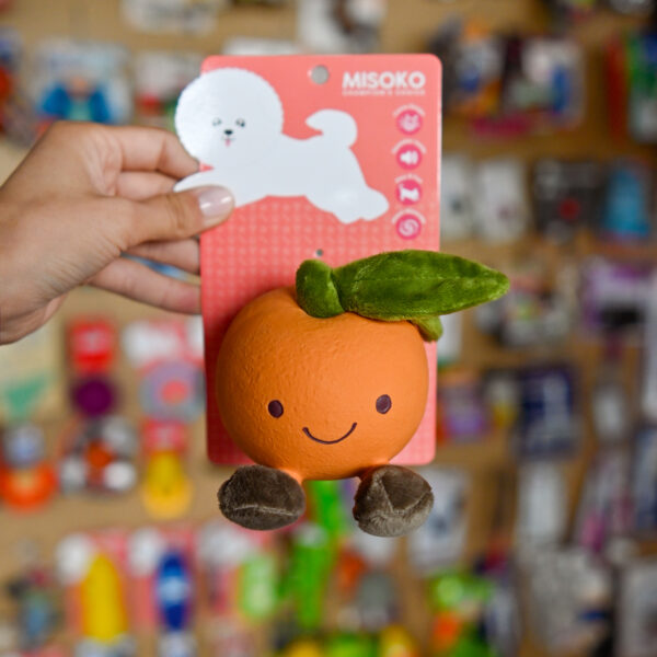 MISOKO Zabawka dla psa pomarańcza duża - lateks i plusz, 11 cm