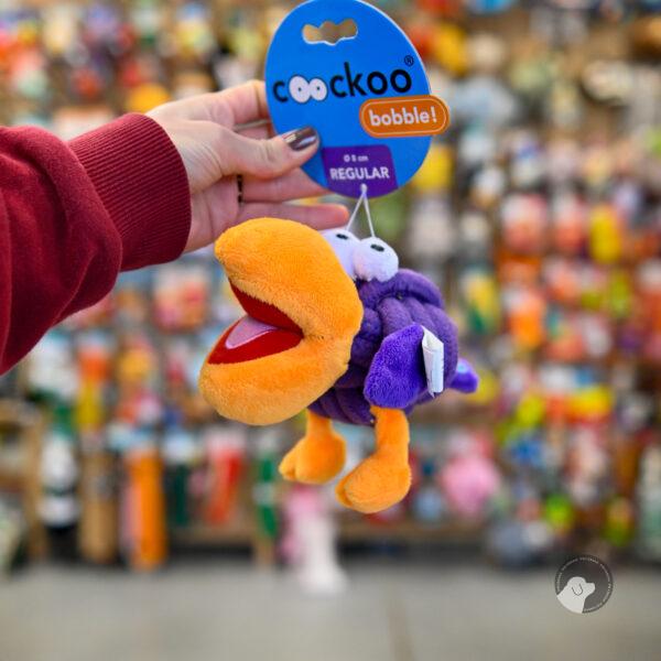 COOCKOO ZABAWKA BOBBLE 8,5cm FIOLETOWA - PTAK ZE SZNURA
