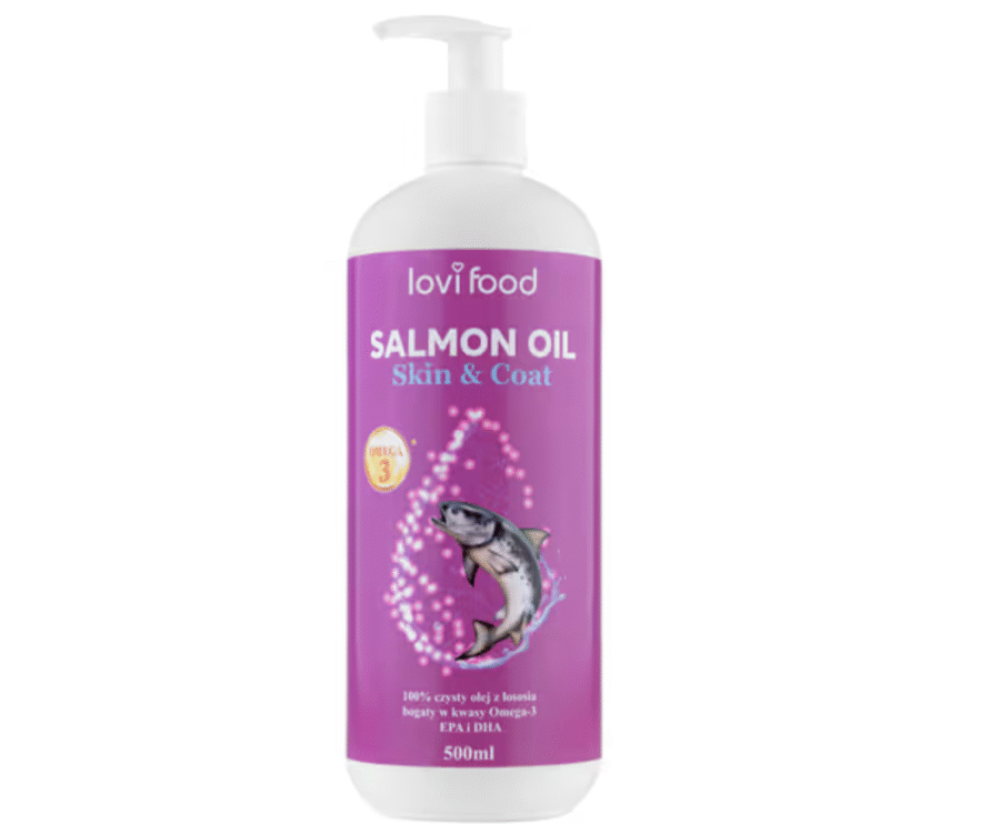 Lovi Food Salmon Oil - czysty olej z łososia dla psa i kota, bogaty w kwasy Omega-3, EPA i DHA - 500 ml