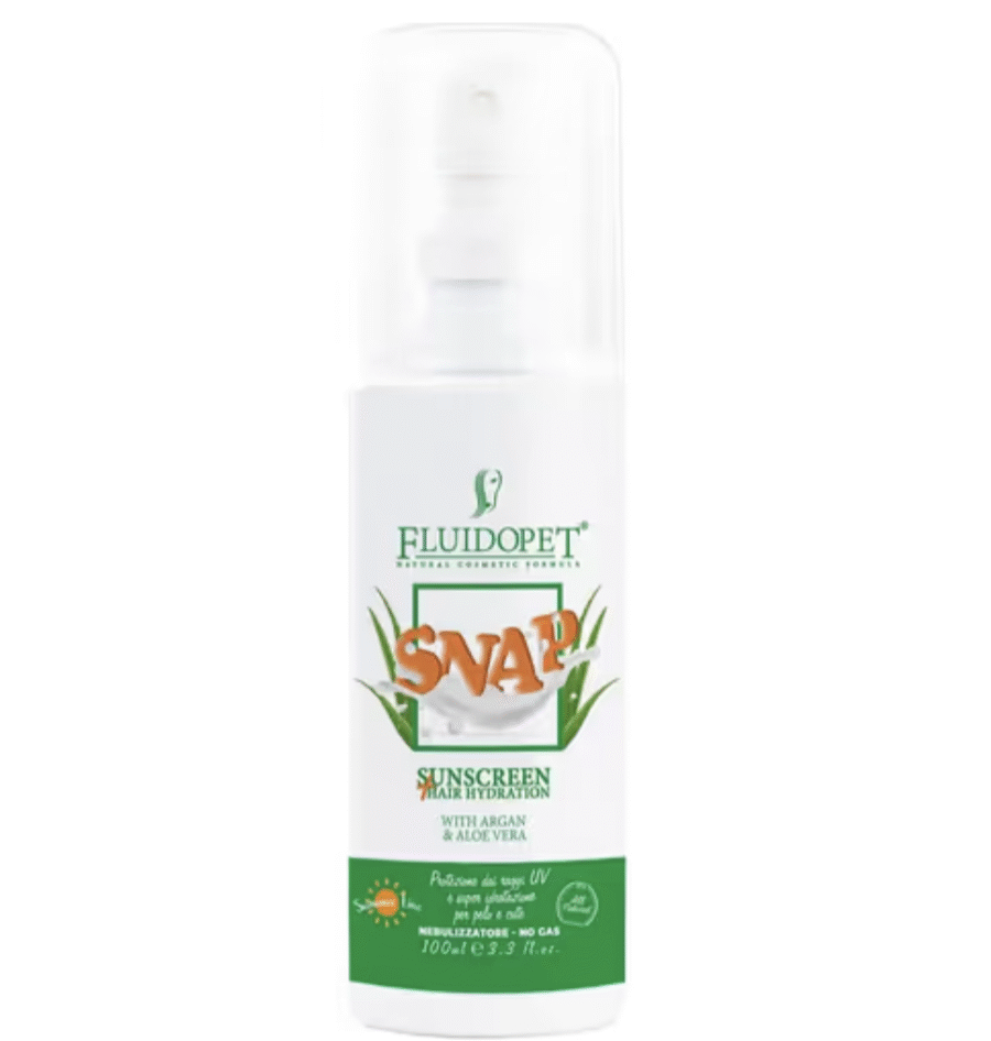 FluidoPet Snap SunScreen Spray - preparat nawilżający sierść z filtrem UV i ekstraktami z aloesu i olejku arganowego - 100ml