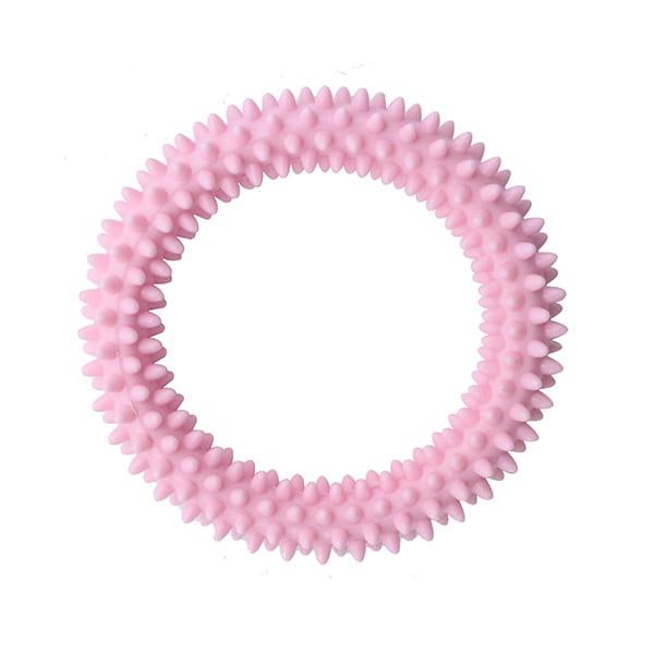MISOKO Zabawka dla psa RING Z KOLCAMI, różowa, guma TPR, 11 cm