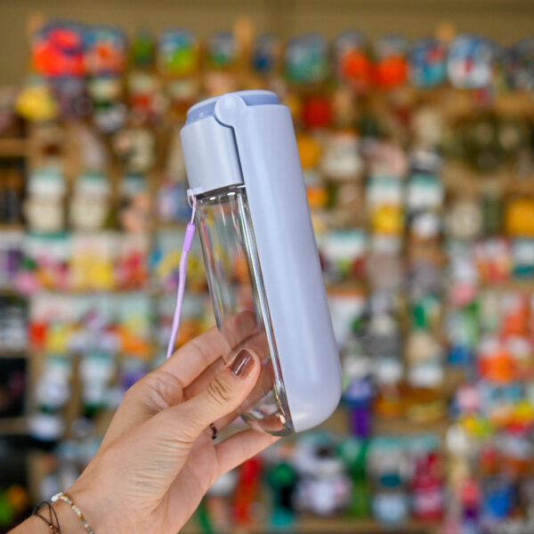 Ibiyaya Składana Butelka z miską na wodę, PupOasis Fold & Go, 420 ml, kolor fioletowy