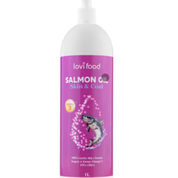 Lovi Food Salmon Oil - czysty olej z łososia dla psa i kota, bogaty w kwasy Omega-3, EPA i DHA -1 litr