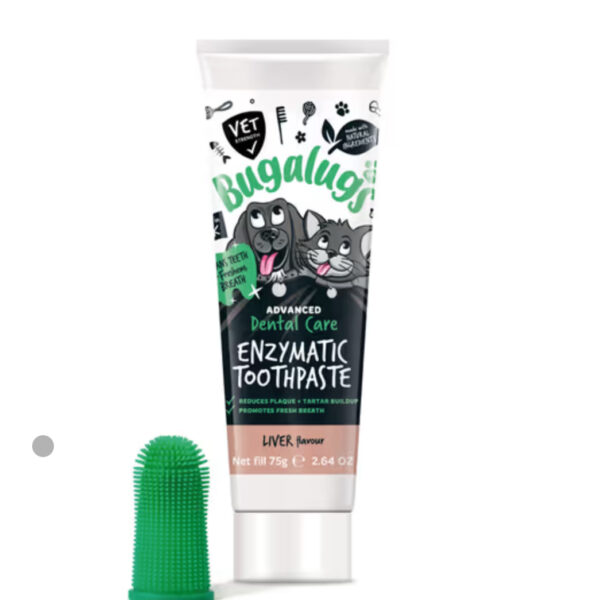 Bugalugs Enzymatic Dental Care Kit 75g - enzymatyczna pasta do zębów, z silikonową szczoteczką na palec, dla psa i kota