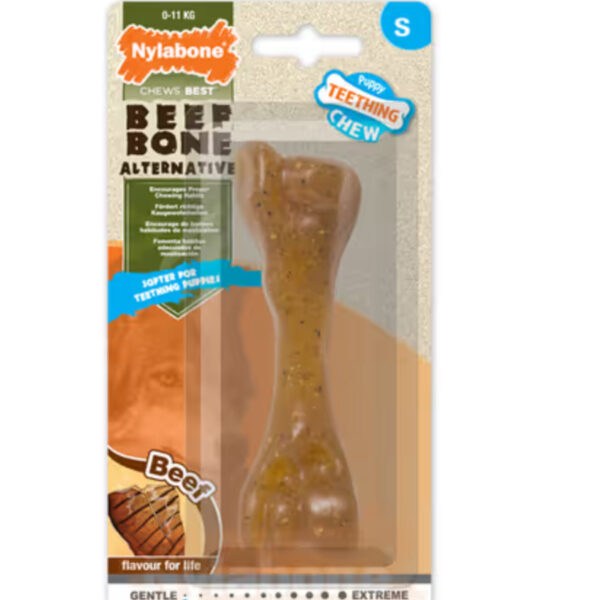 Nylabone Puppy Beef Bone S - bezpieczny gryzak dla szczeniaka, kość o zapachu wołowiny