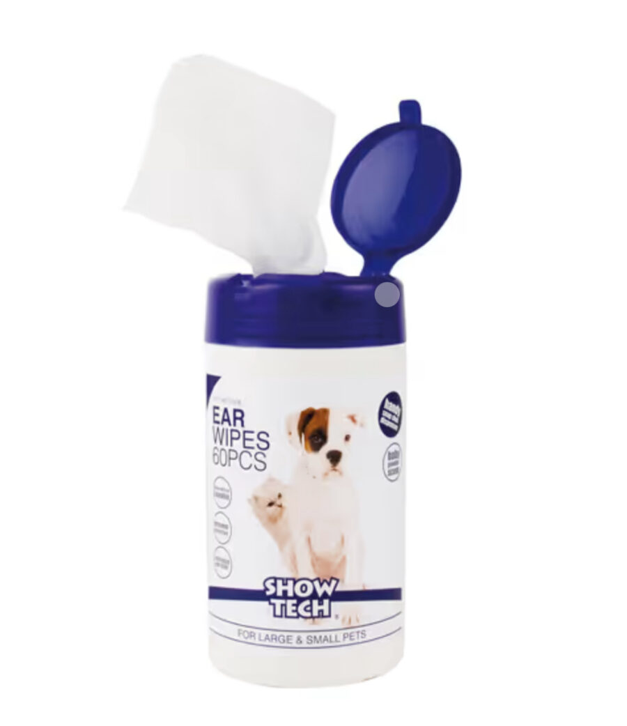 Show Tech Ear Wipes 60szt. - chusteczki do higieny uszu psa i kota, z gliceryną i oczarem wirginijskim