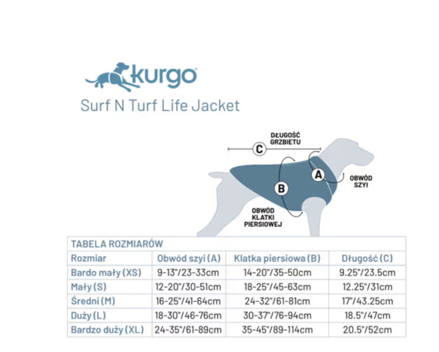 Kurgo Surf N Turf Life Jacket - kapok dla psa, kamizelka do pływania - L