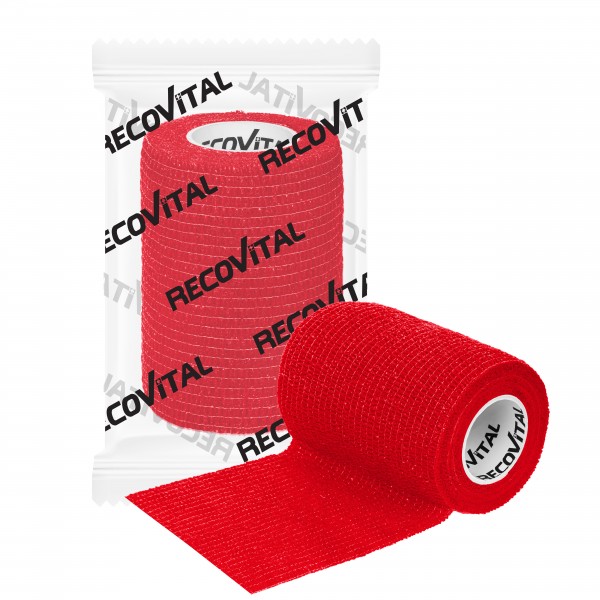 RECOVET Bandaż kohezyjny czerwony 7,5 cm x 4,5 m