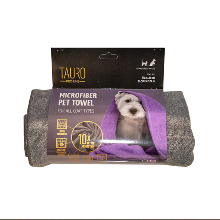 Tauro Pro Line Ręcznik z mikrofibry dla psów i kotów 80x120 cm, szary
